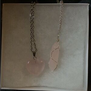 Rose quart necklace set